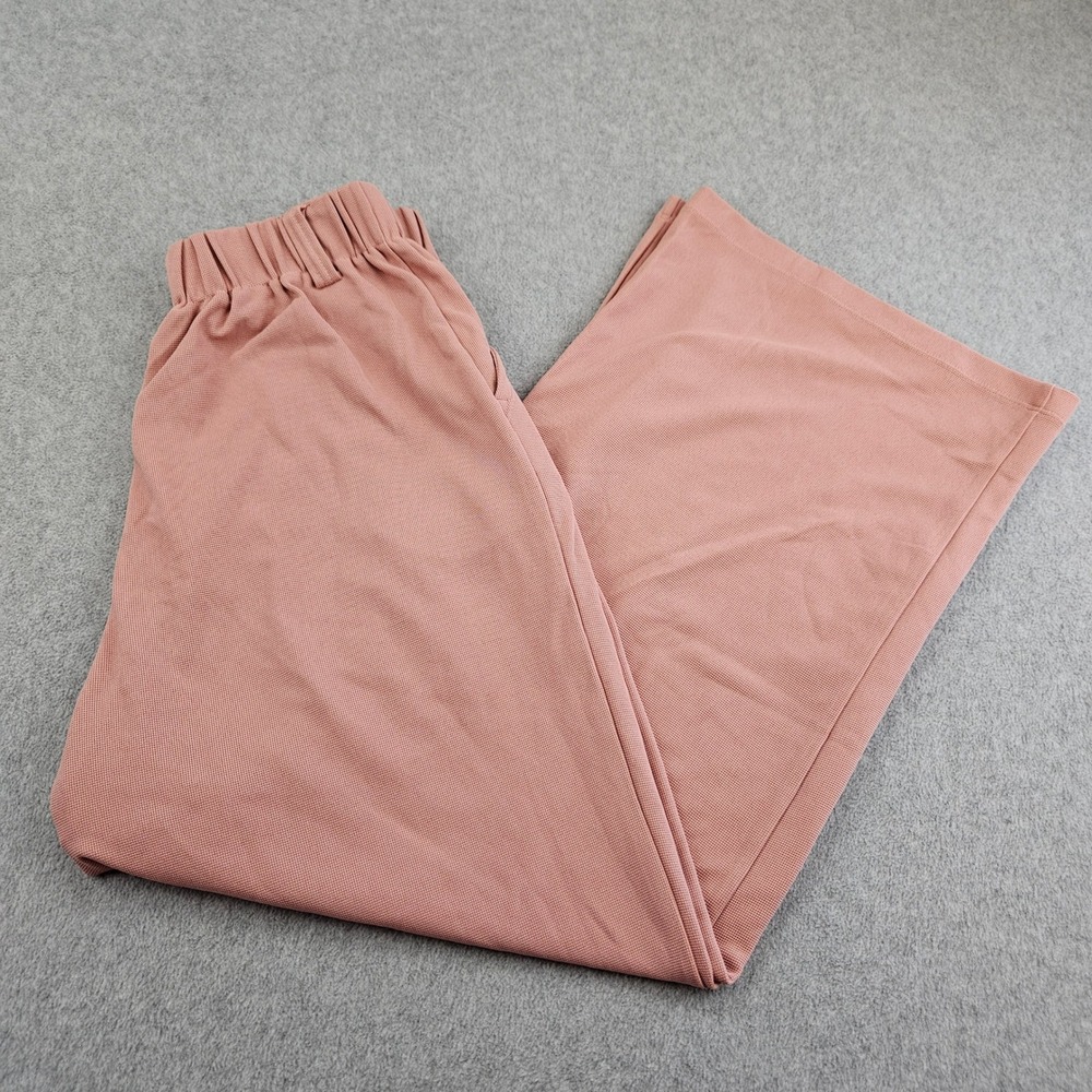 HALARA Wide Leg Pants Women S Petite Pink Pleated High Waisted Waffle Knit Work